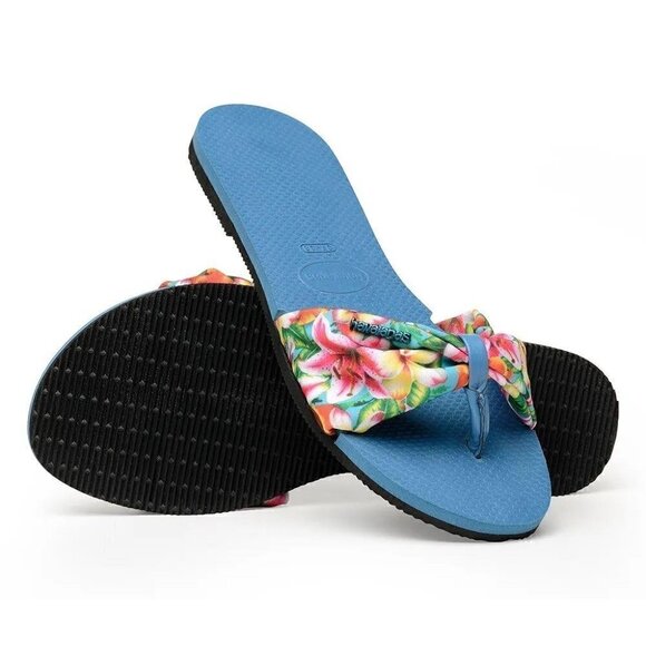 NEW WOMENS HAVAIANAS ST. TROPEZ STEEL BLUE FLIP FLOPS size 11/12 - Picture 2 of 11
